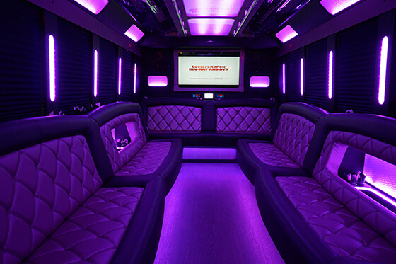 Party bus with disco floors