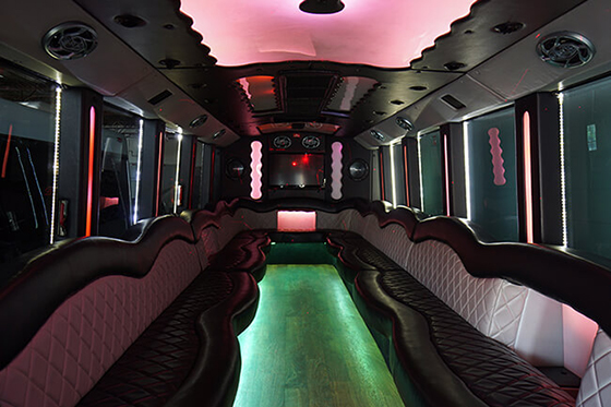 Limousine bus with premium stereo speakers