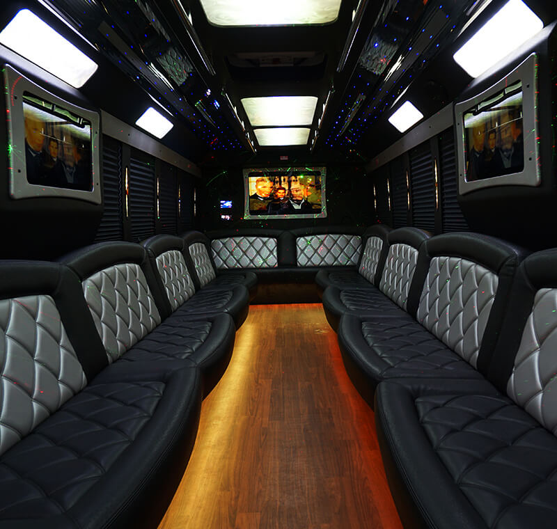 interior of a party bus in canton, mi